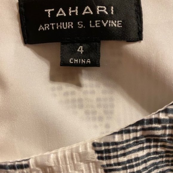 Tahari Women's Sleeveless Belted Dress Black/Yellow/White  Size 4 - Picture 6 of 7